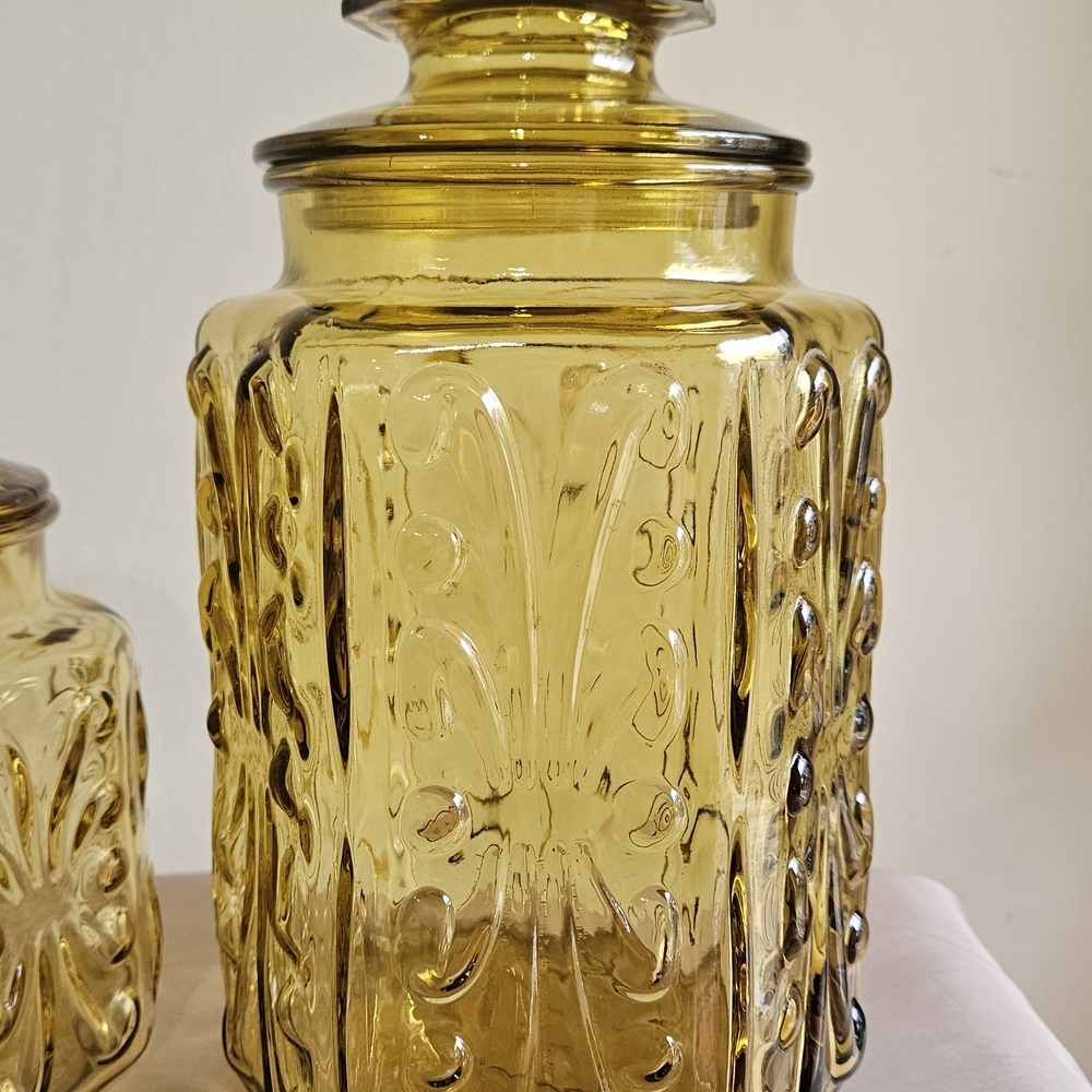 L.E‎ Smith Amber Canister Set - Picture 4 of 14